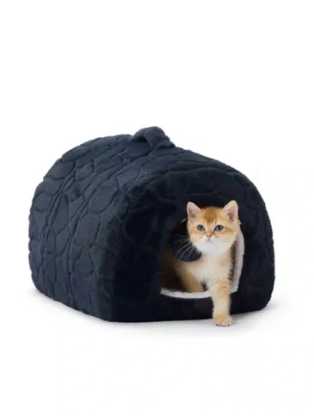 Whisker City® Navy Fur Cat Hide Hut Bed
